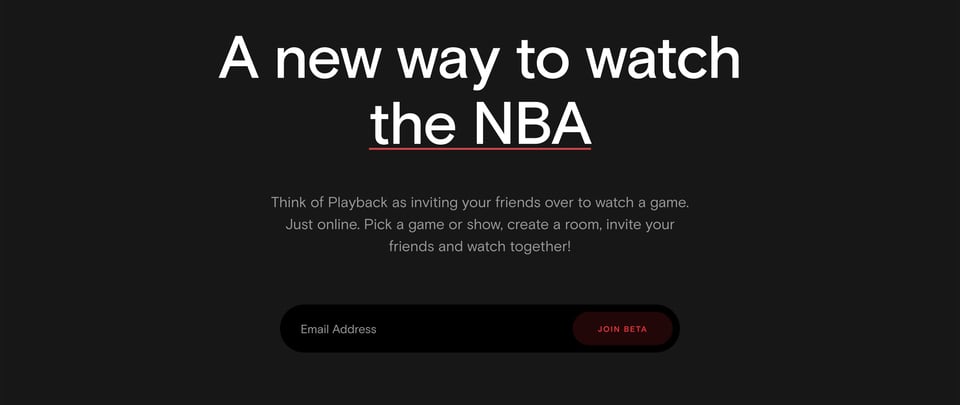 Waitlist or Beta Sign Up section on Playback section design