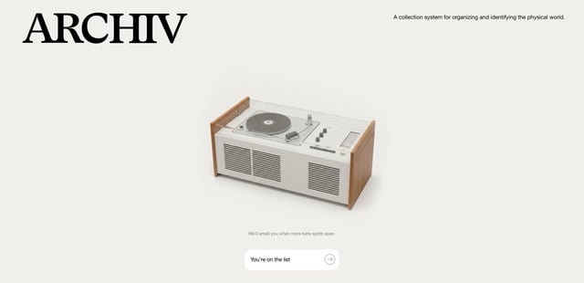 ARCHIV Waitlist or Beta Sign Up Preview