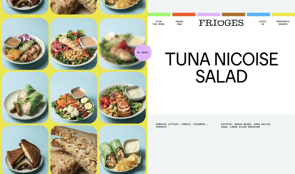 Food & Drinks Menu section on Fridges Market section design