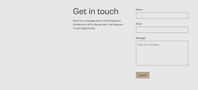 Yoga with Tanya Contact Form Preview