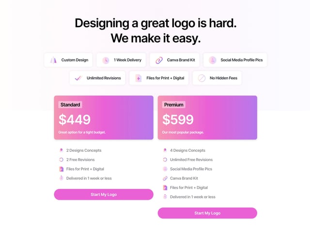Woodrow Pricing Table Preview