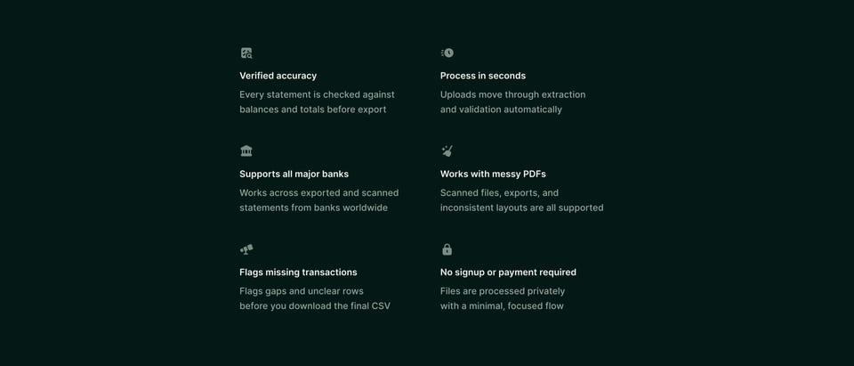Benefits section on Statements section design