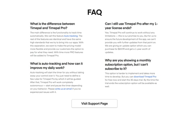 Timepal FAQ Grid Preview