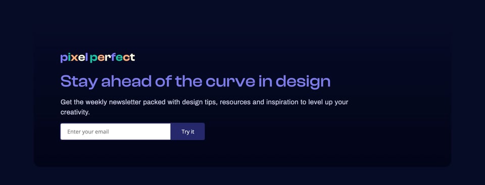 Newsletter section on PixelPass section design