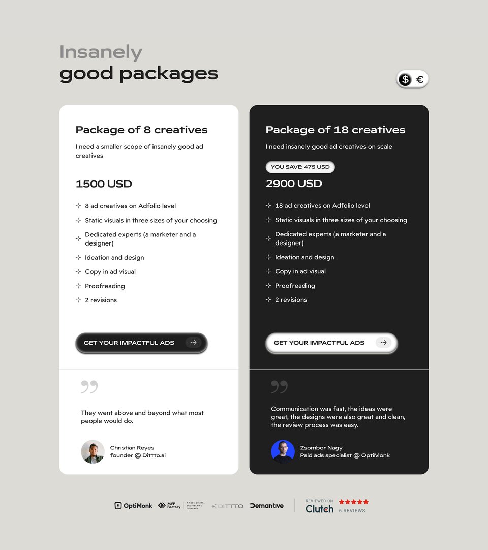 Pricing Table section on Diligent Studios section design