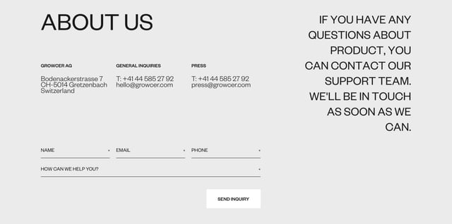 Growcer Contact Form Preview