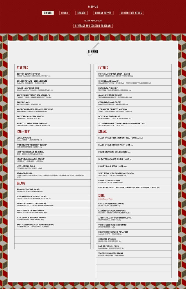 The Bancroft Food & Drinks Menu Preview