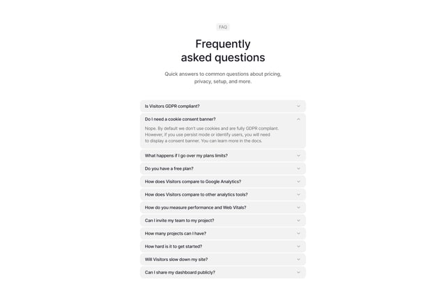 Visitors FAQ Accordion Preview