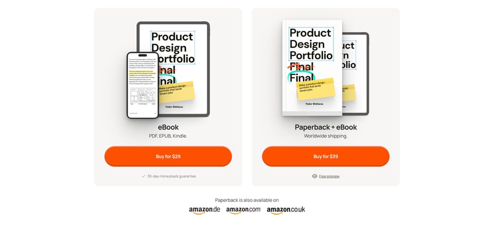 Pricing Table section on PFF Book section design