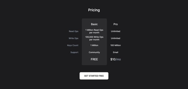 JSONBase Pricing Table Preview
