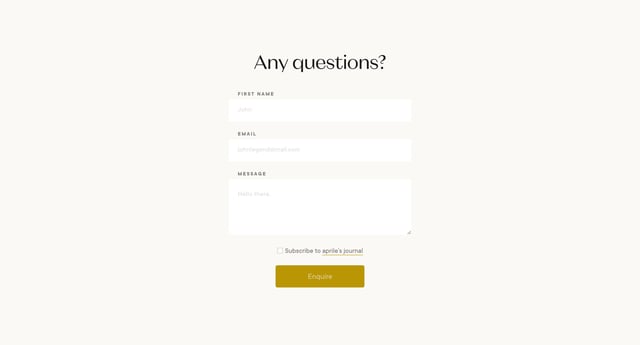 aprile Contact Form Preview