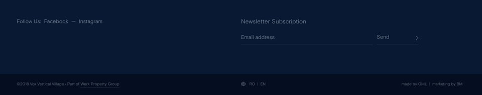 Newsletter section on Vox Vertical Village section design