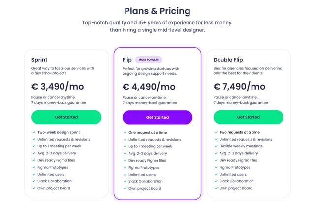 UI Flip Pricing Table Preview