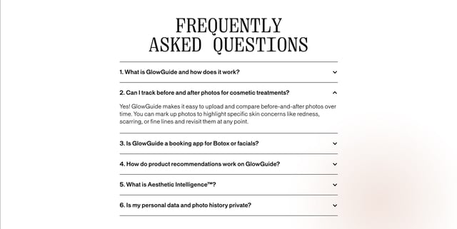 GlowGuide FAQ Accordion Preview