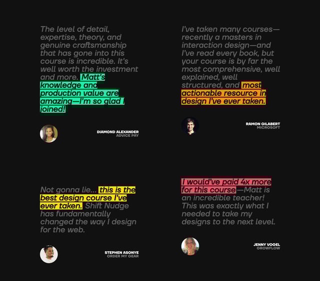 Shift Nudge Testimonials Preview