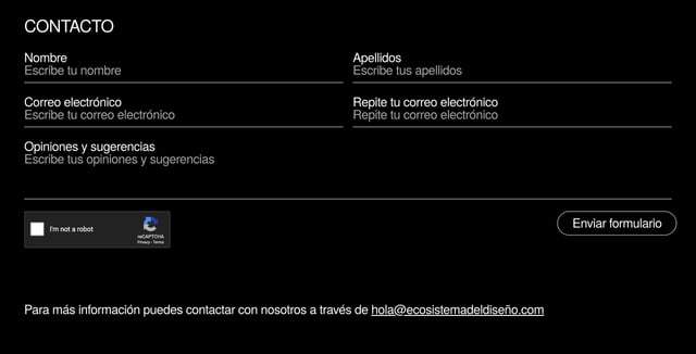 Ecosistema del Diseño Español Contact Form Preview