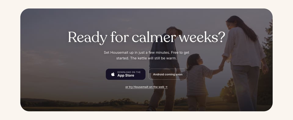 Call-To-Action Footer section on Housemait section design