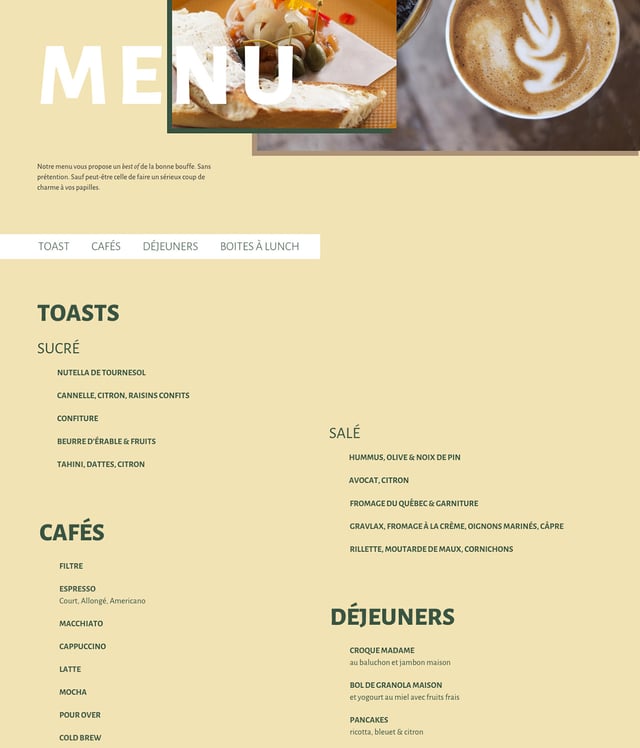 Café Frida Food & Drinks Menu Preview