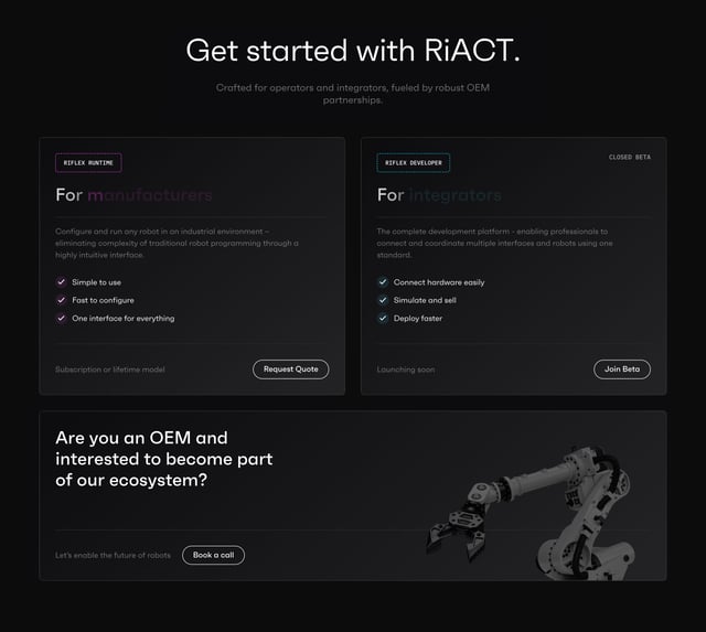 RiACT Pricing Table Section