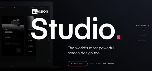 InVision Studio Call-To-Action Hero Section
