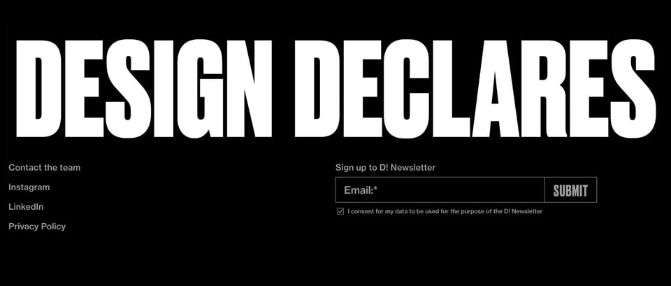 Newsletter section on Design Declares section design