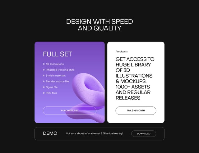 Inflatable Abstract 3D Illustrations Pricing Table Preview