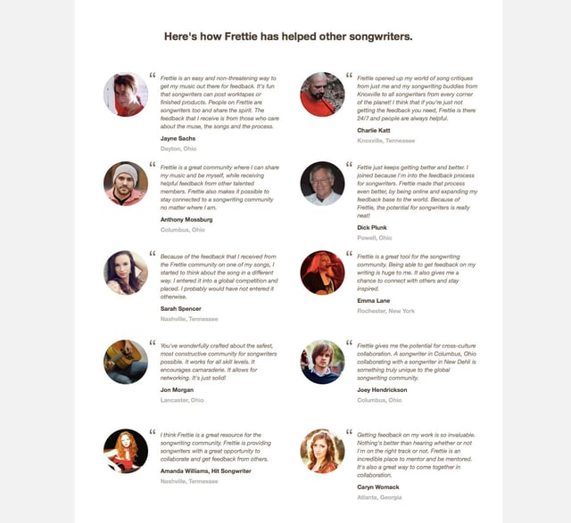 Frettie Testimonials Preview