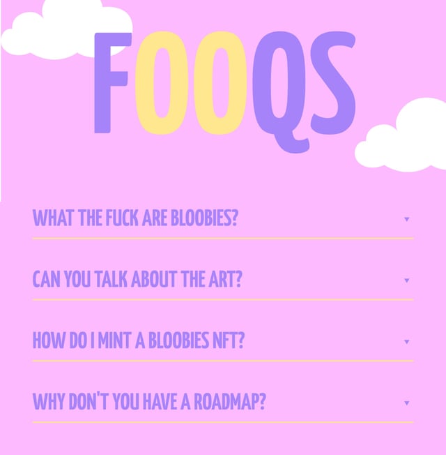 Bloobies FAQ Accordion Preview