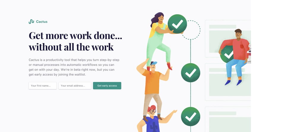 Waitlist or Beta Sign Up section on Cactus section design