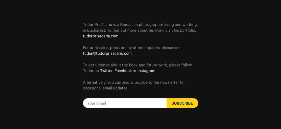 Newsletter section on Bucharest by Tudor Prisăcariu section design