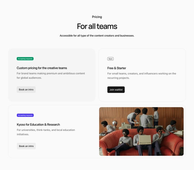 Kyoso Pricing Table Preview