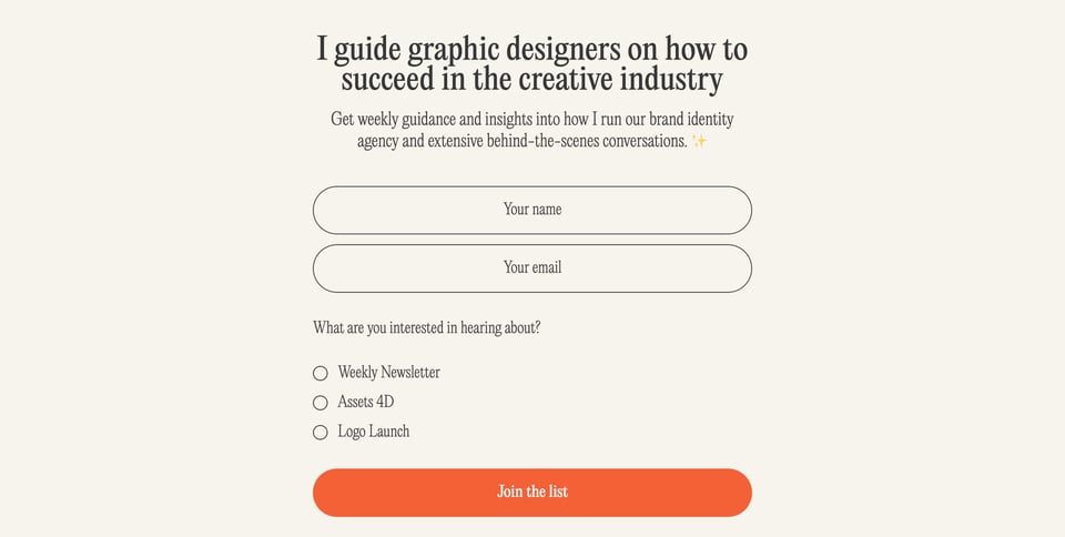 Newsletter section on Will Paterson Newsletter section design