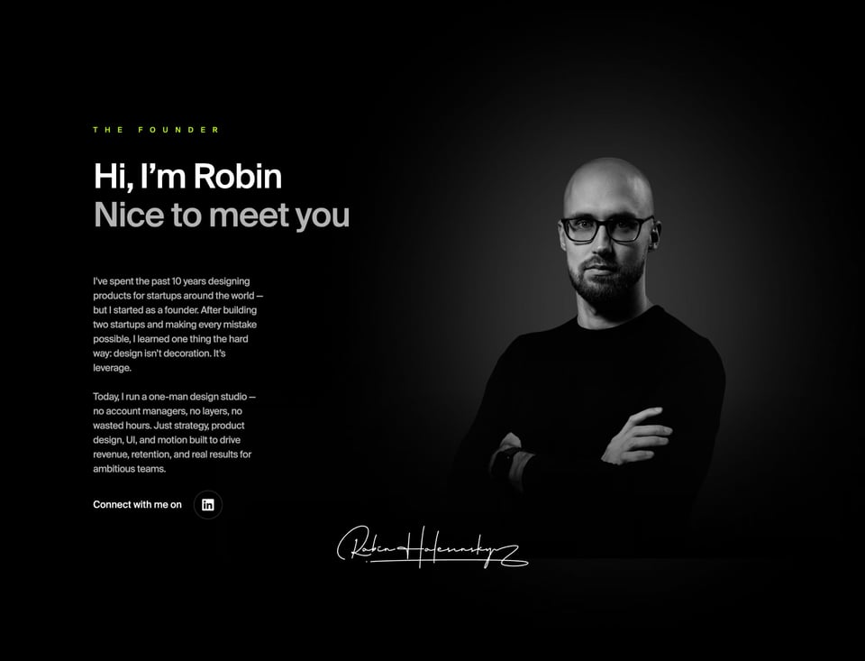 Biography section on Robin section design