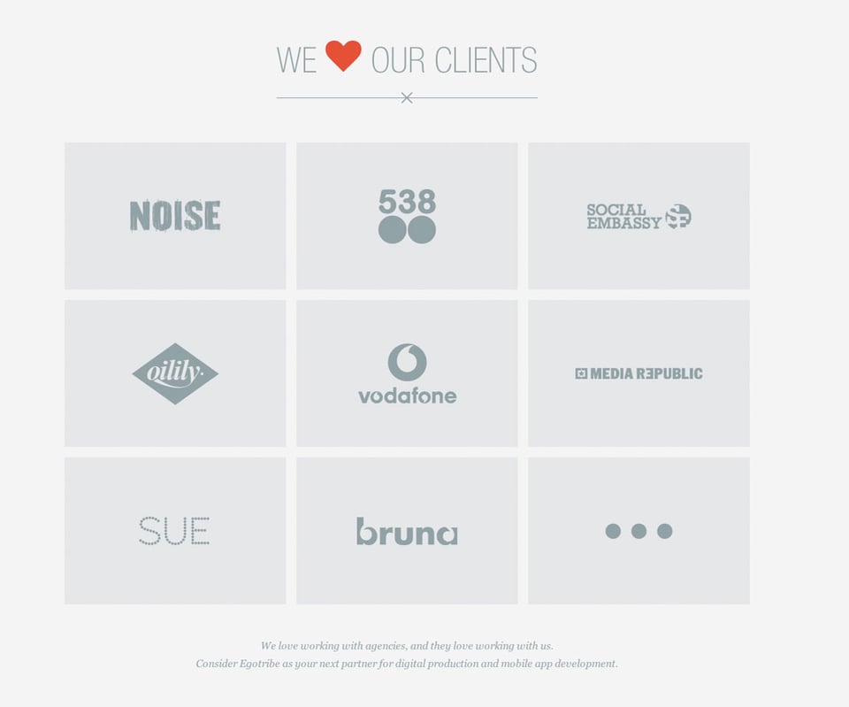 Client Logo Grid section on Egotribe section design