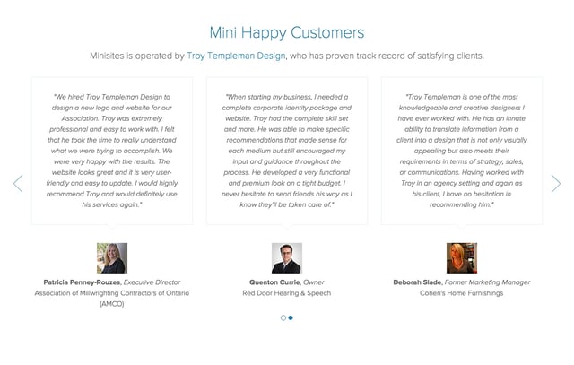 Minisites Testimonial Slider Preview
