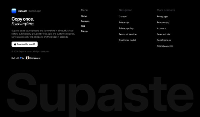 Supaste Footer Preview