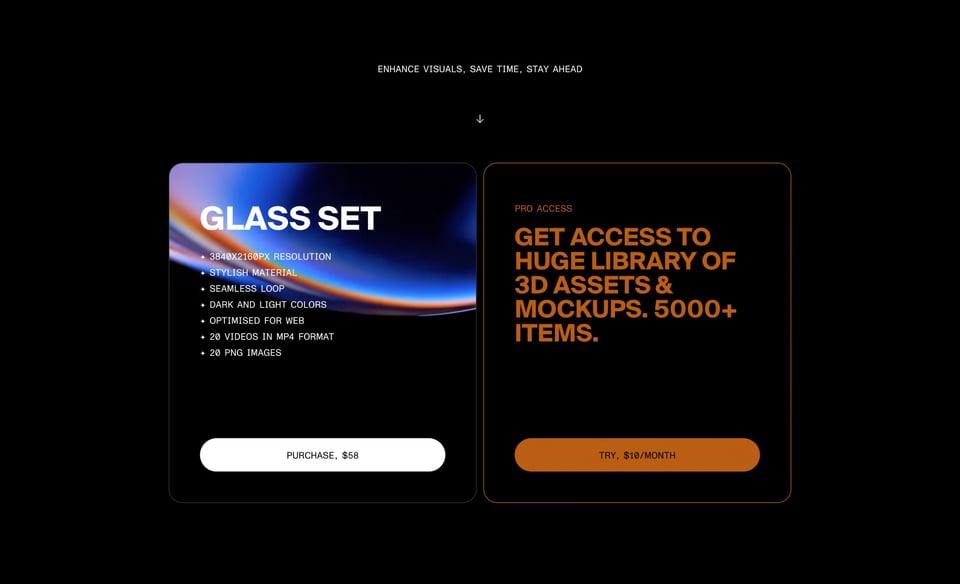 Pricing Table section on Glass abstract animated shapes section design