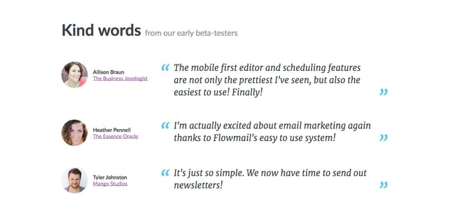 Flowmail Testimonials Preview