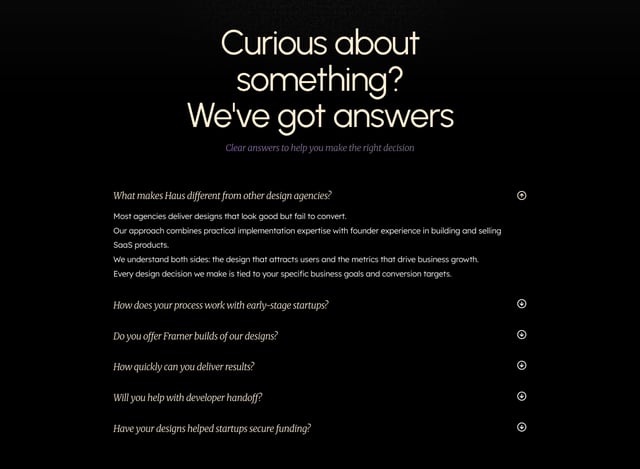 HAUS FAQ Accordion Preview