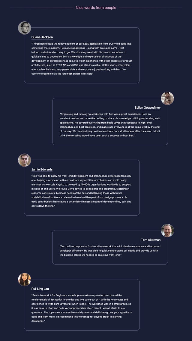 Ben Howdle Testimonials Preview