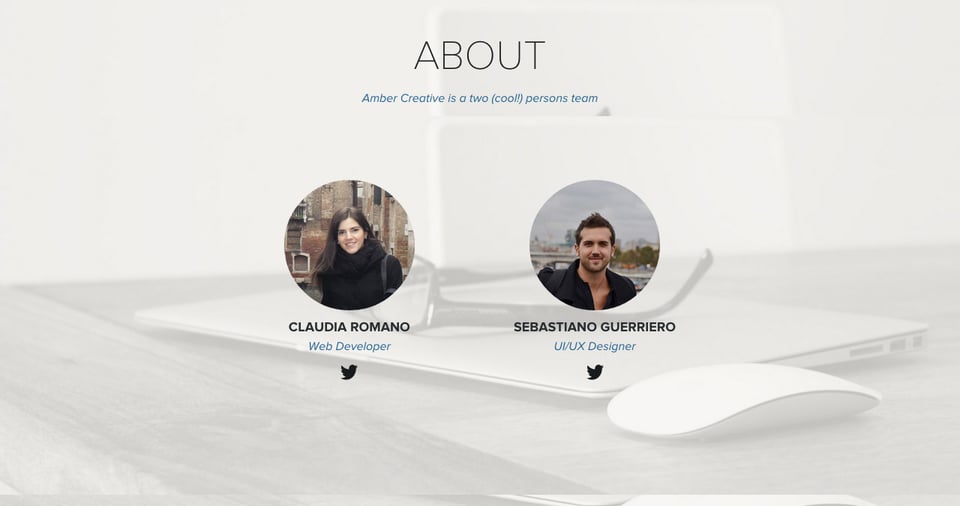 Team section on Amber Creative section design