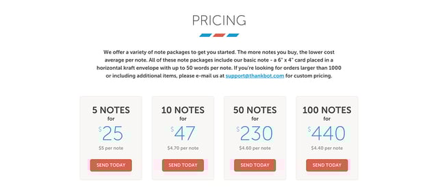Thankbot Pricing Table Preview