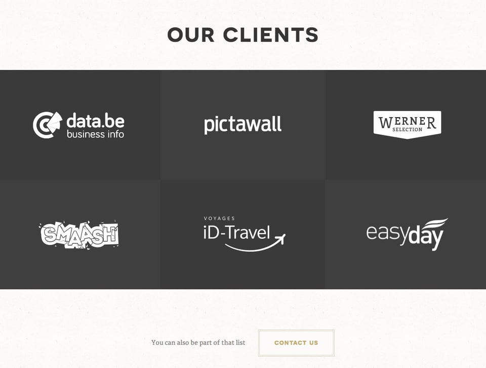 Client Logo Grid section on Black Creative section design