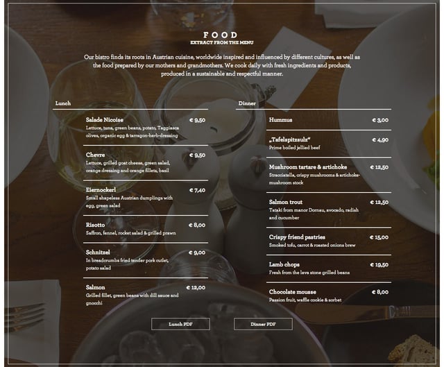 Liebsteinsky Food & Drinks Menu Preview