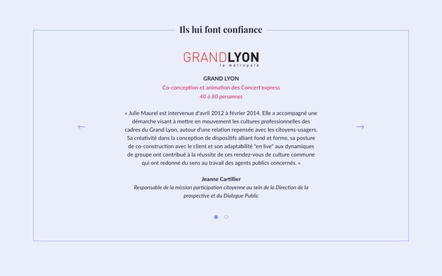 Julie Maurel Testimonial Slider Preview