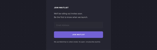 Earnings Call Waitlist or Beta Sign Up Section
