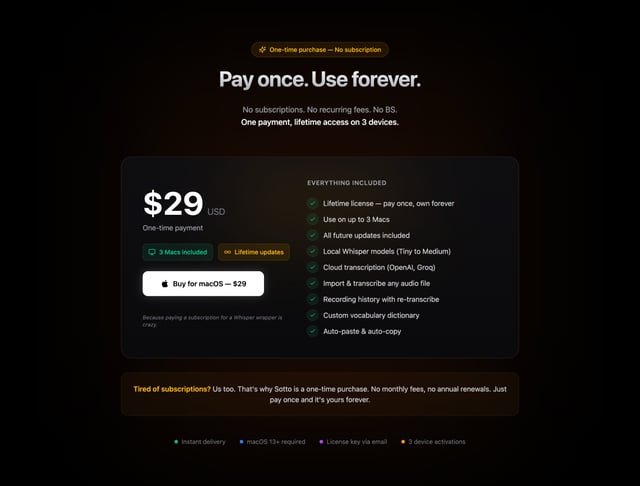 Sotto Pricing Table Preview