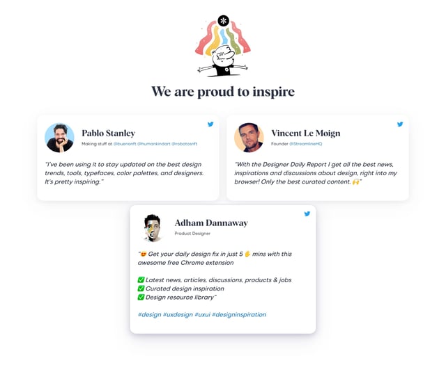 Designer Daily Report Testimonial Tweets Preview