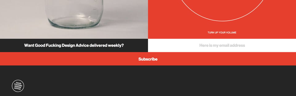 Newsletter section on The F Button section design