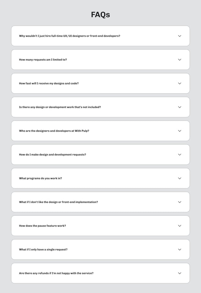 With Pulp FAQ Accordion Preview